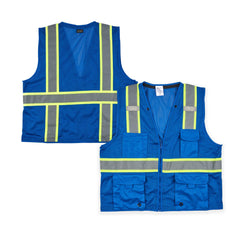 Be Safe Blue S/M High Visibility Mesh Safety Vest - Zipper Closure, Reflective Tape - 1 count box
