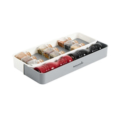 Clean Tek Professional Gray and White Plastic Expandable 3-Tier Spice Drawer Organizer - 15 1/2