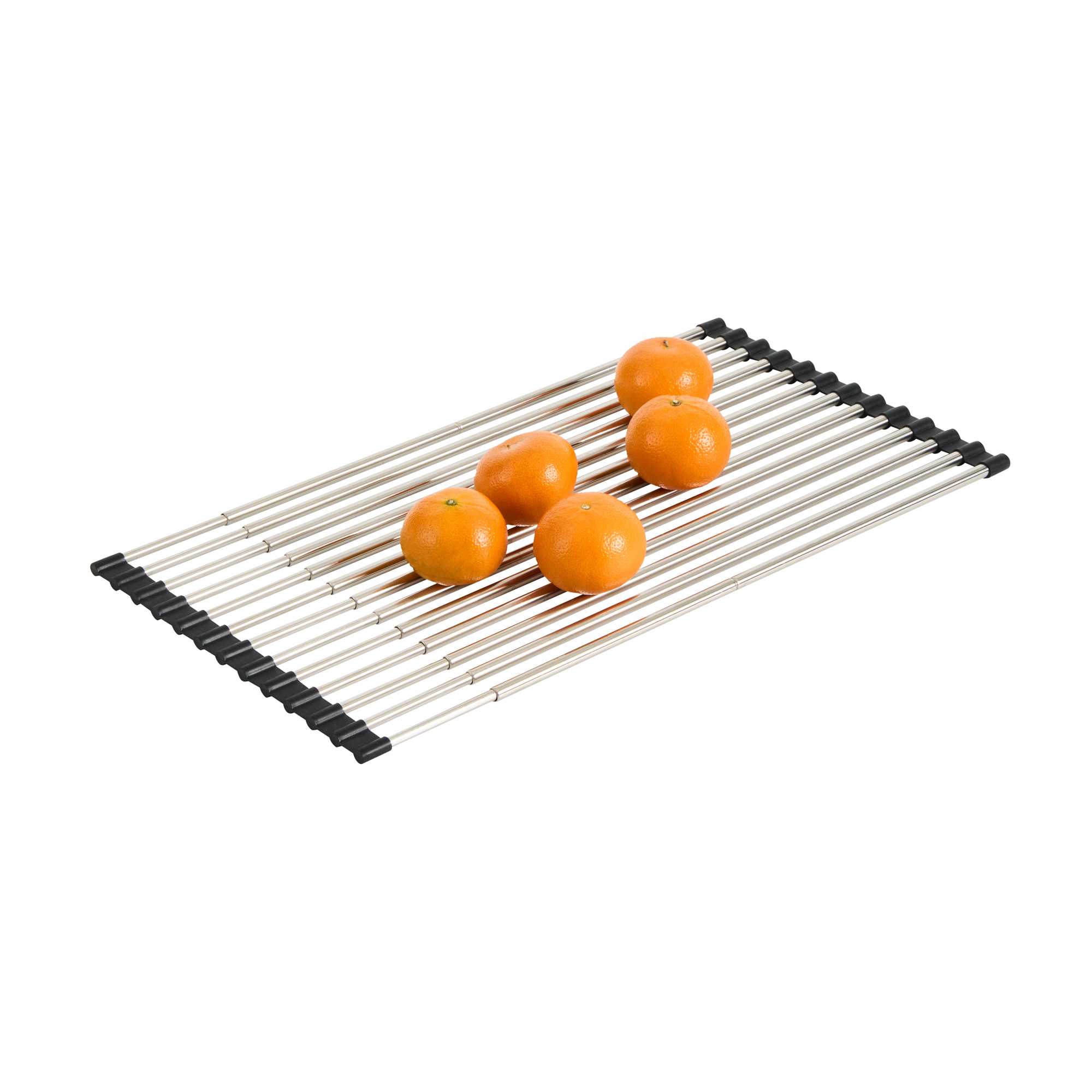 Clean Tek Professional Gray Stainless Steel Over-Sink Roll-Up Drying Rack - Extendable, Non-Slip - 15 3/4" x 9 1/2" - 12 count box