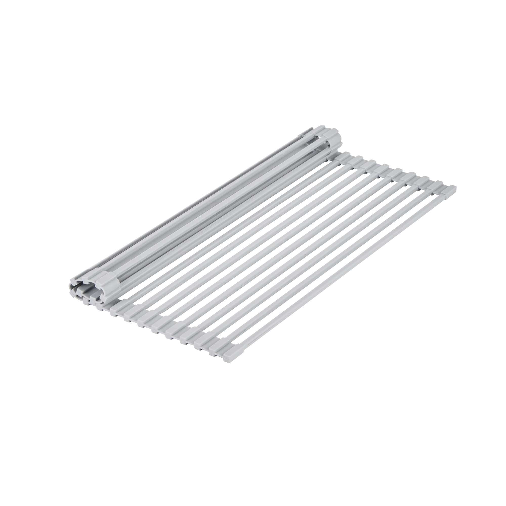 Clean Tek Professional Gray Steel Over-Sink Roll-Up Drying Rack - Non-Slip - 17" x 13" - 12 count box