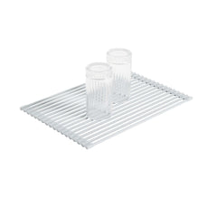 Clean Tek Professional Gray Steel Over-Sink Roll-Up Drying Rack - Non-Slip - 17