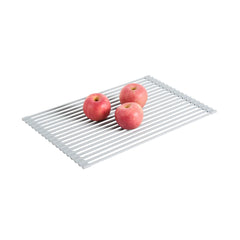 Clean Tek Professional Gray Steel Over-Sink Roll-Up Drying Rack - Non-Slip - 20 1/2