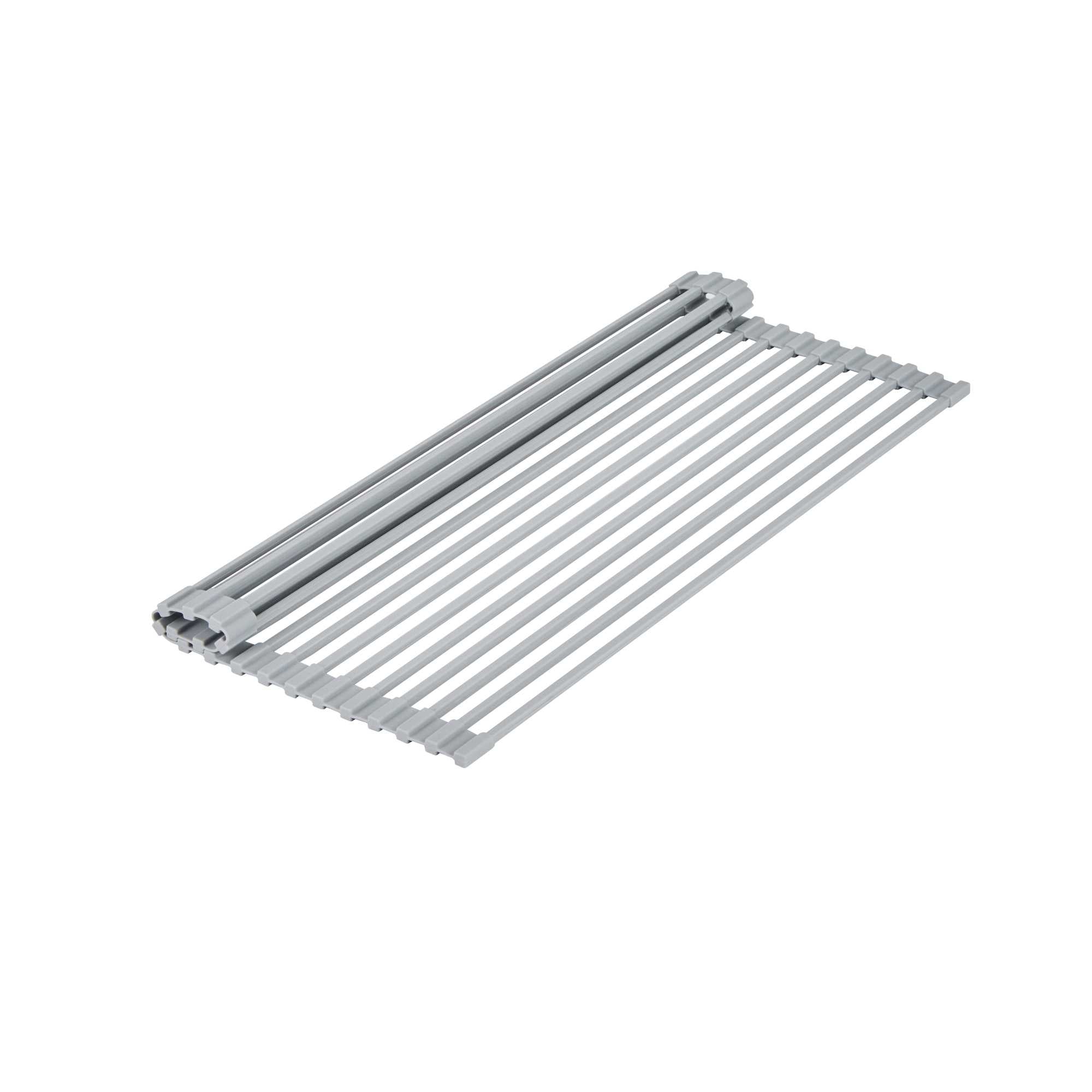 Clean Tek Professional Gray Steel Over-Sink Roll-Up Drying Rack - Non-Slip - 20 1/2" x 13" - 12 count box