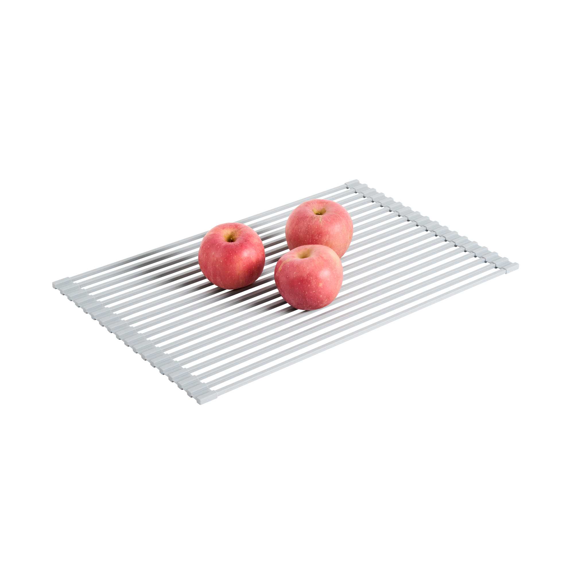 Clean Tek Professional Gray Steel Over-Sink Roll-Up Drying Rack - Non-Slip - 20 1/2" x 13" - 12 count box