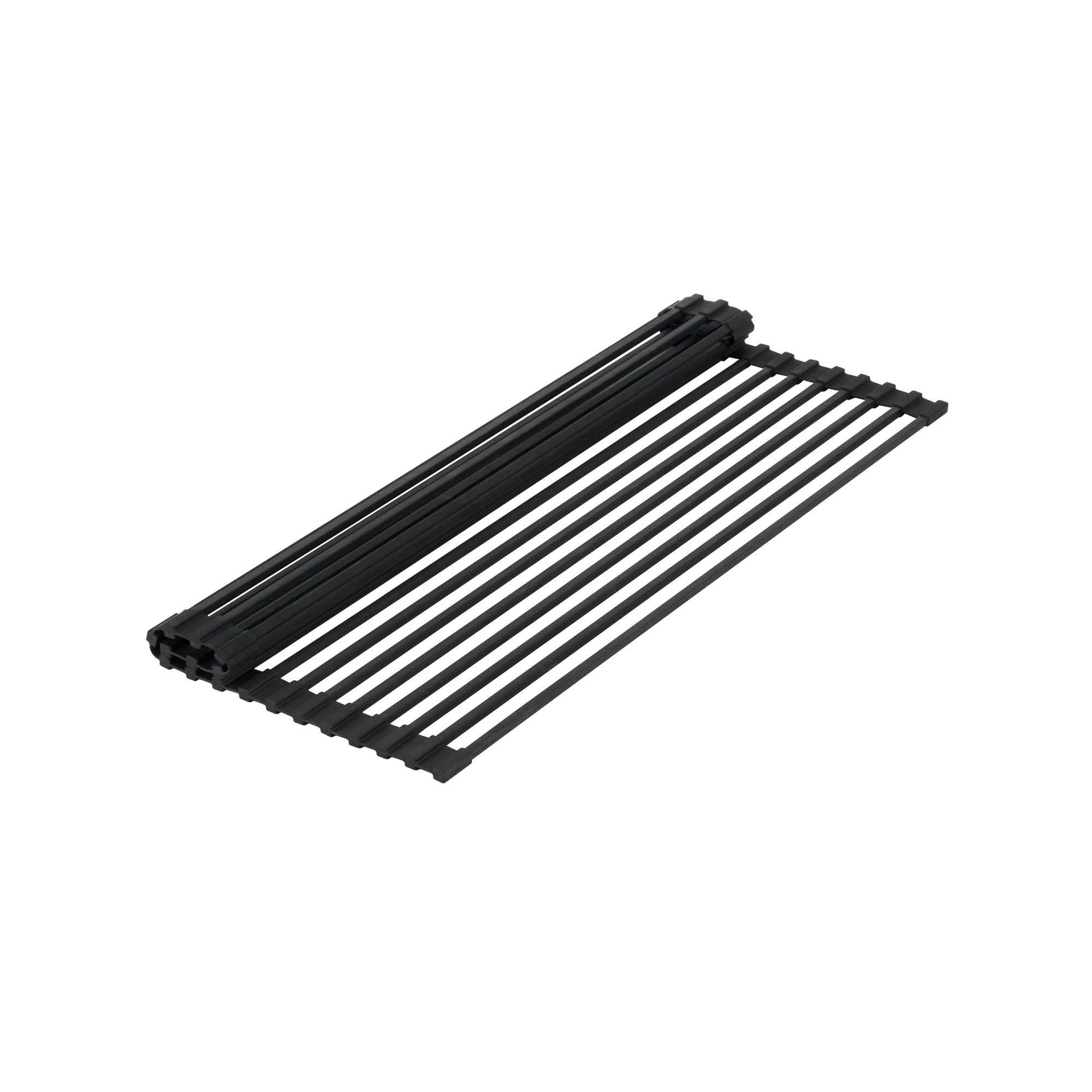 Clean Tek Professional Black Steel Over-Sink Roll-Up Drying Rack - Non-Slip - 20 1/2" x 13" - 12 count box