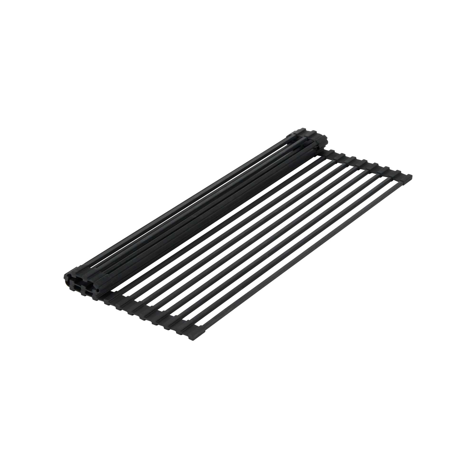 Clean Tek Professional Black Steel Over-Sink Roll-Up Drying Rack - Non-Slip - 20 1/2" x 13" - 12 count box
