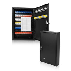 Be Safe Black Steel Wall Mount Key Cabinet Safe - For 64 Keys, with Key Lock - 17 3/4