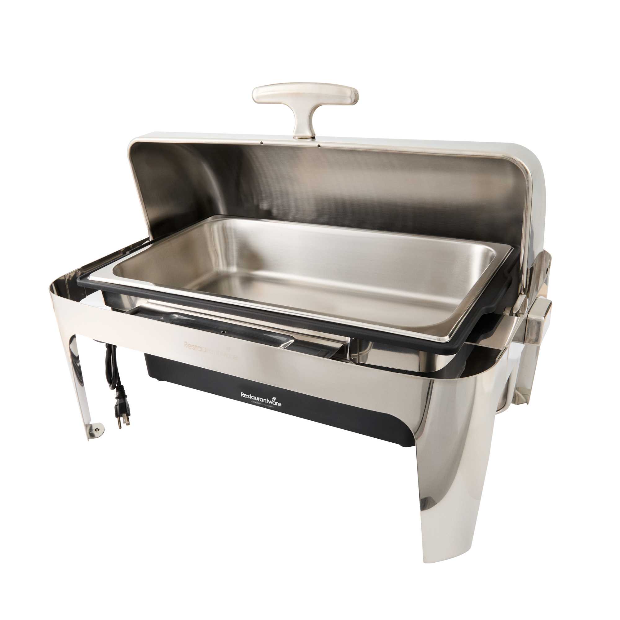 Cater Tek 14 qt Full Size Electric Chafer - Stainless Steel Roll Top Cover, Food Pan, Stand, 120V, 760W - 1 count box