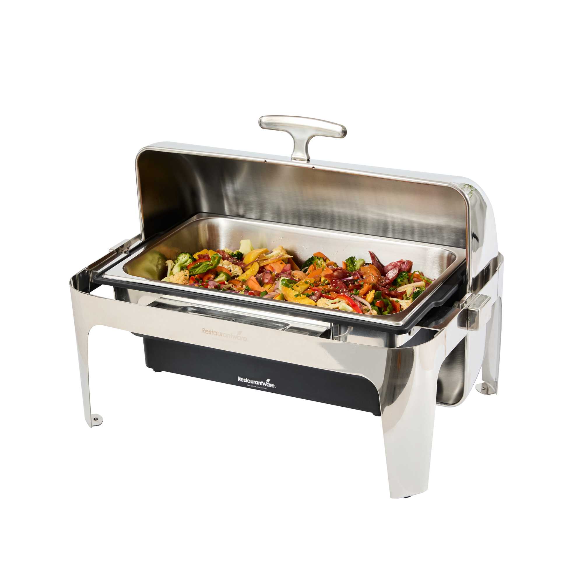 Cater Tek 14 qt Full Size Electric Chafer - Stainless Steel Roll Top Cover, Food Pan, Stand, 120V, 760W - 1 count box
