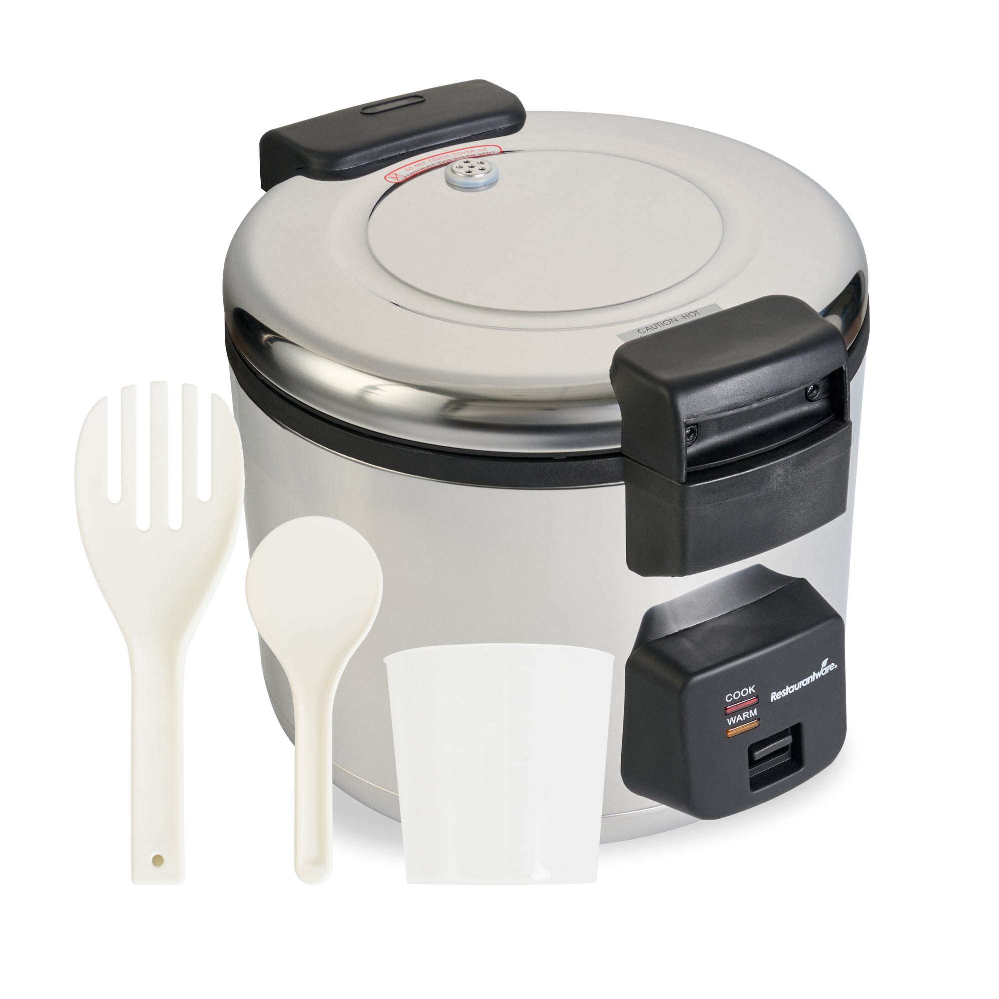 Kitchen Tek 70 Cup (35 Cup Raw) Steel Electric Rice Cooker / Warmer - with Hinged Lid, 110-120V, 1650W - 1 count box