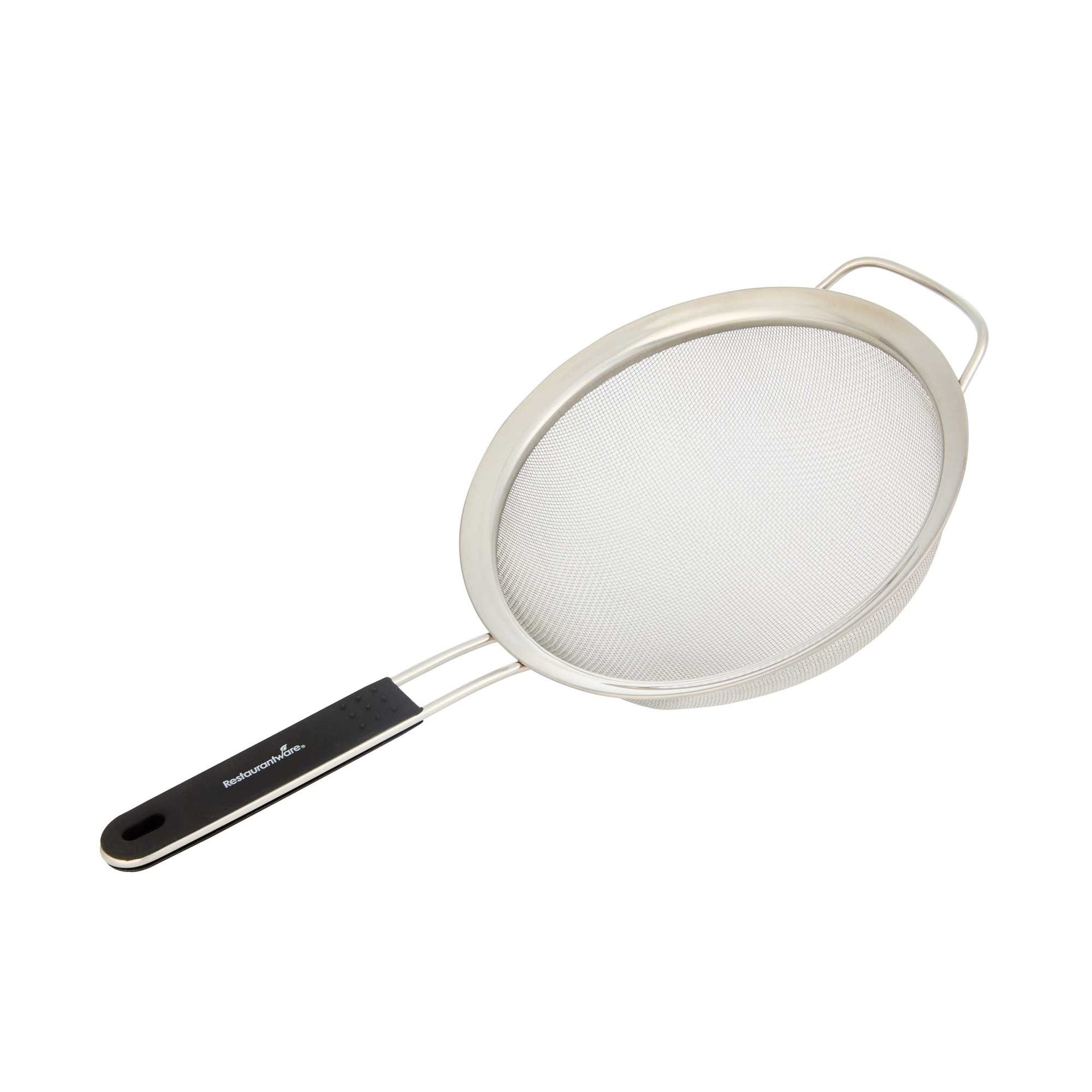 Comfy Grip Round Stainless Steel Extra Fine Mesh Strainer - with Silicone Handle - 7 3/4" - 1 count box