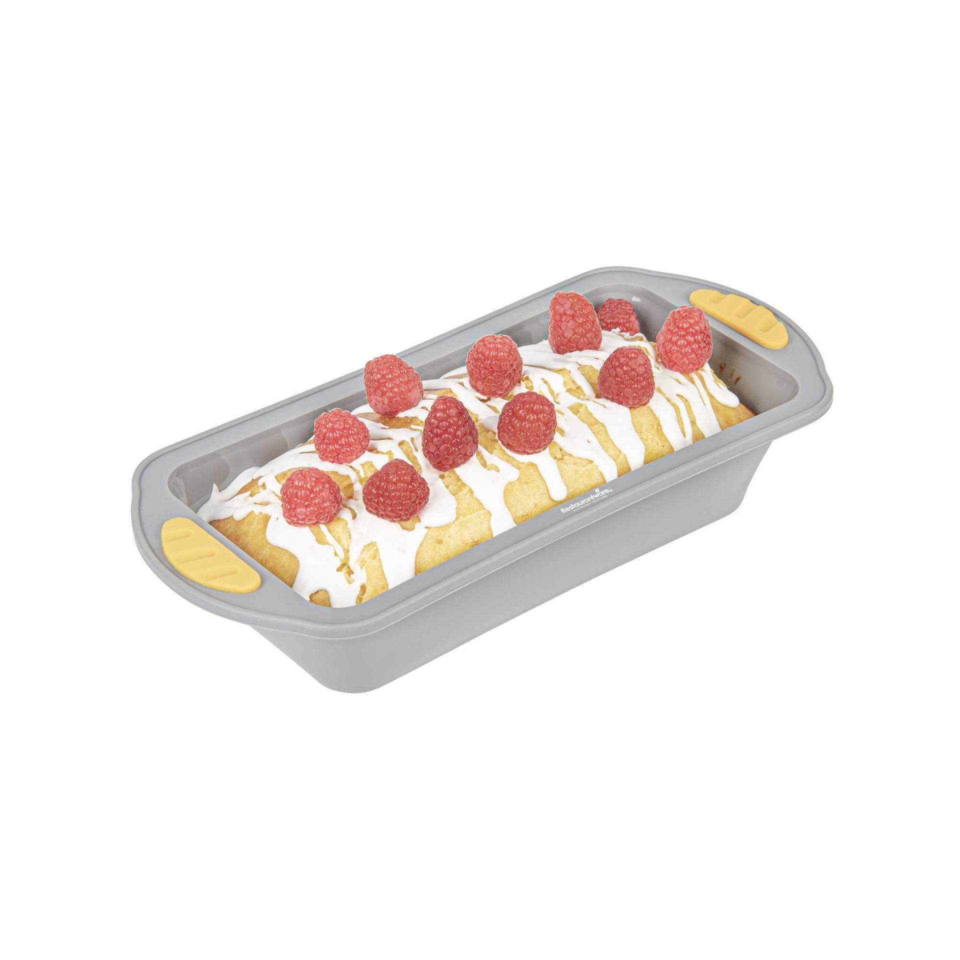 Pastry Tek Gray Silicone Bread Loaf Pan - Non-Stick, with Handles - 9 1/4" x 5 1/2" x 2 1/4" - 10 count box