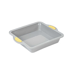 Pastry Tek Square Gray Silicone Cake Pan - Non-Stick, with Handles - 9 3/4