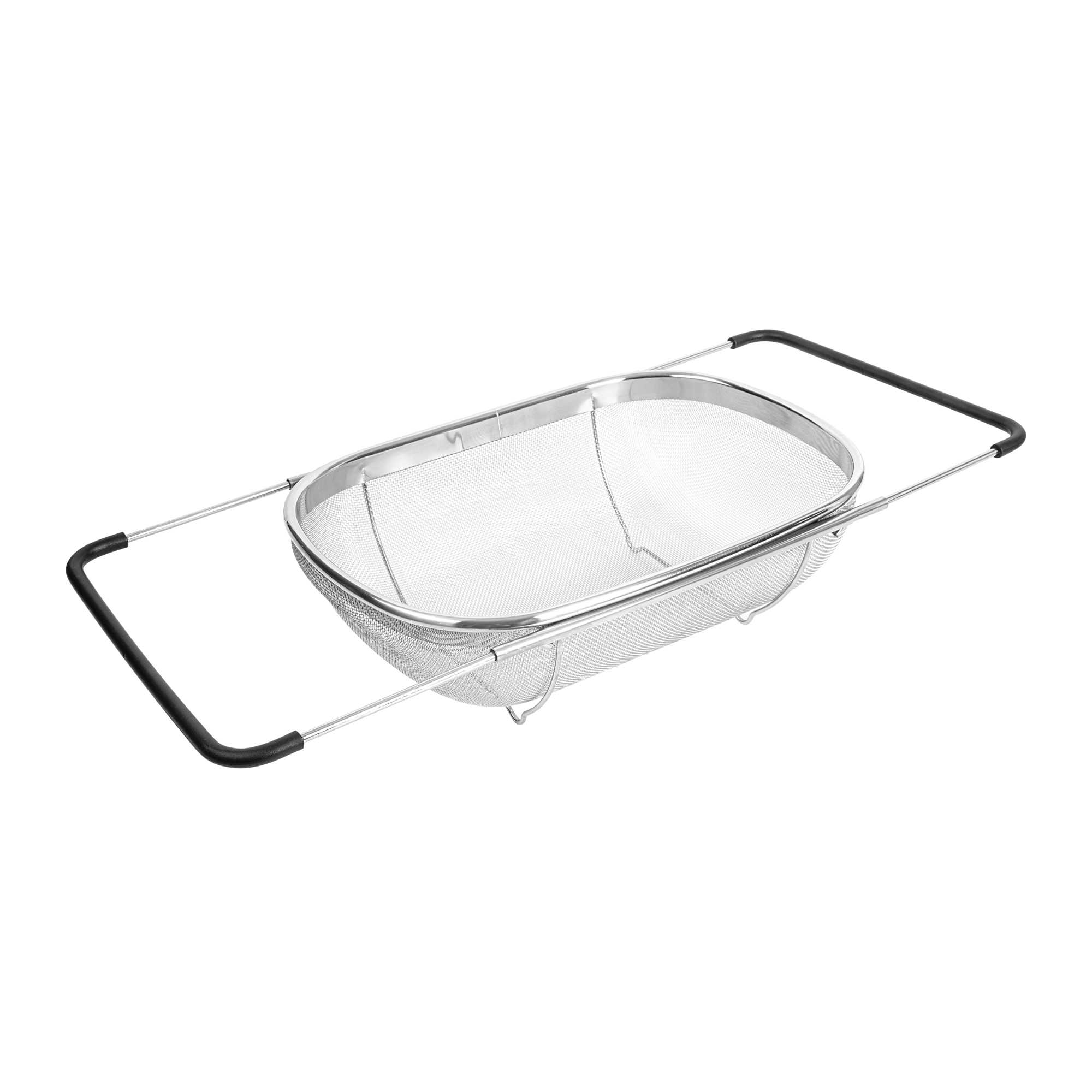 Met Lux 6 qt Stainless Steel Over-The-Sink Colander - Expandable Handles, Extra Fine Mesh - 14 1/4" x 9 3/4" x 4 1/4" - 1 count box