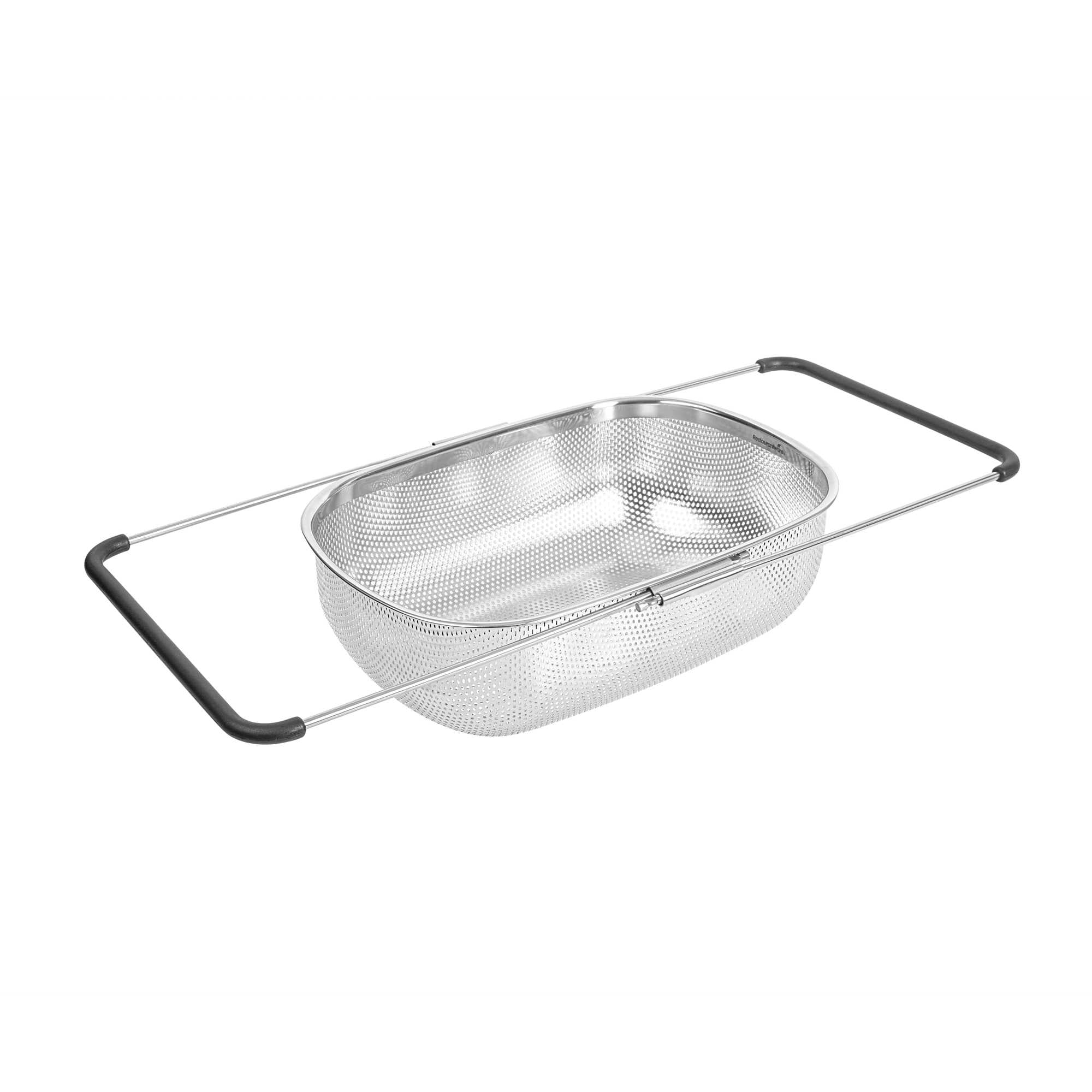 Met Lux 6 qt Stainless Steel Over-The-Sink Colander - Expandable Handles, Coarse Mesh - 14 1/2" x 10 1/2" x 4 1/2" - 1 count box