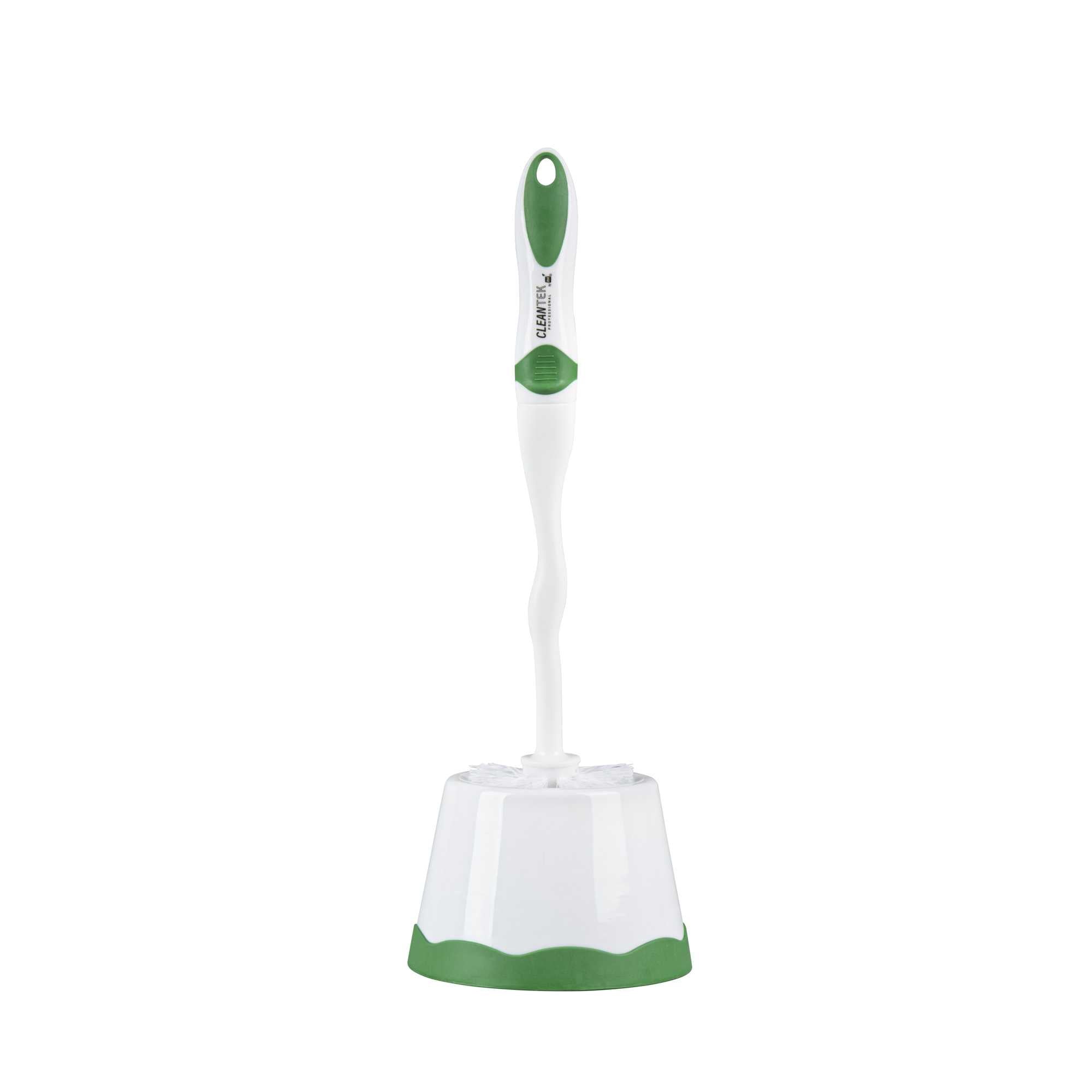 Clean Tek Professional Round Green and White Toilet Bowl Brush - with Caddy - 10 count box