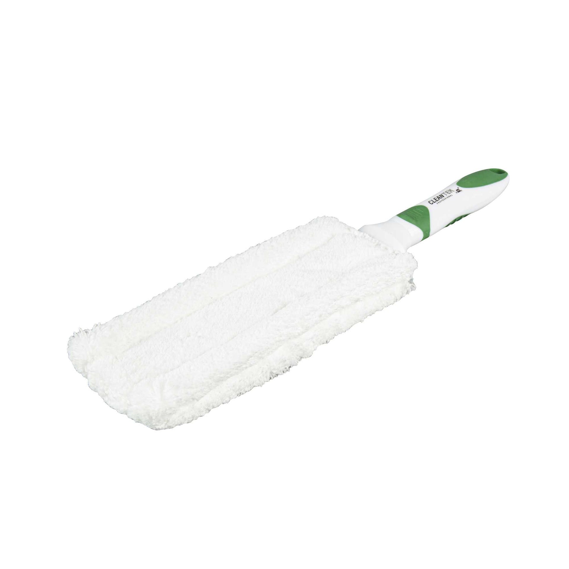 Clean Tek Professional Green and White Flat Cotton Duster - Washable - 14 3/4" - 1 count box