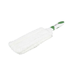 Clean Tek Professional Green and White Flat Cotton Duster - Washable - 14 3/4