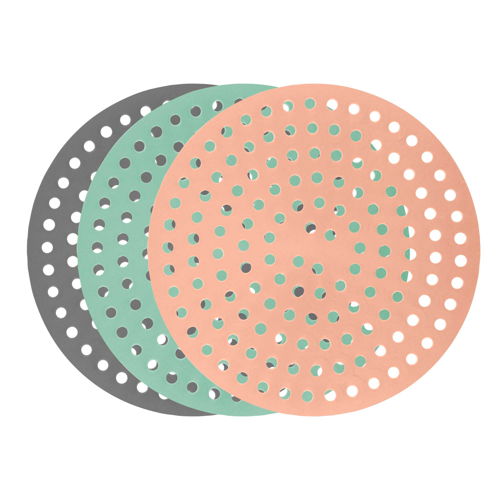 Pastry Tek Round 3-Piece Assorted Reusable Silicone Air Fryer Liner Set - Non-Stick, For 5 to 7 qt - 7 3/4" - 1 count box
