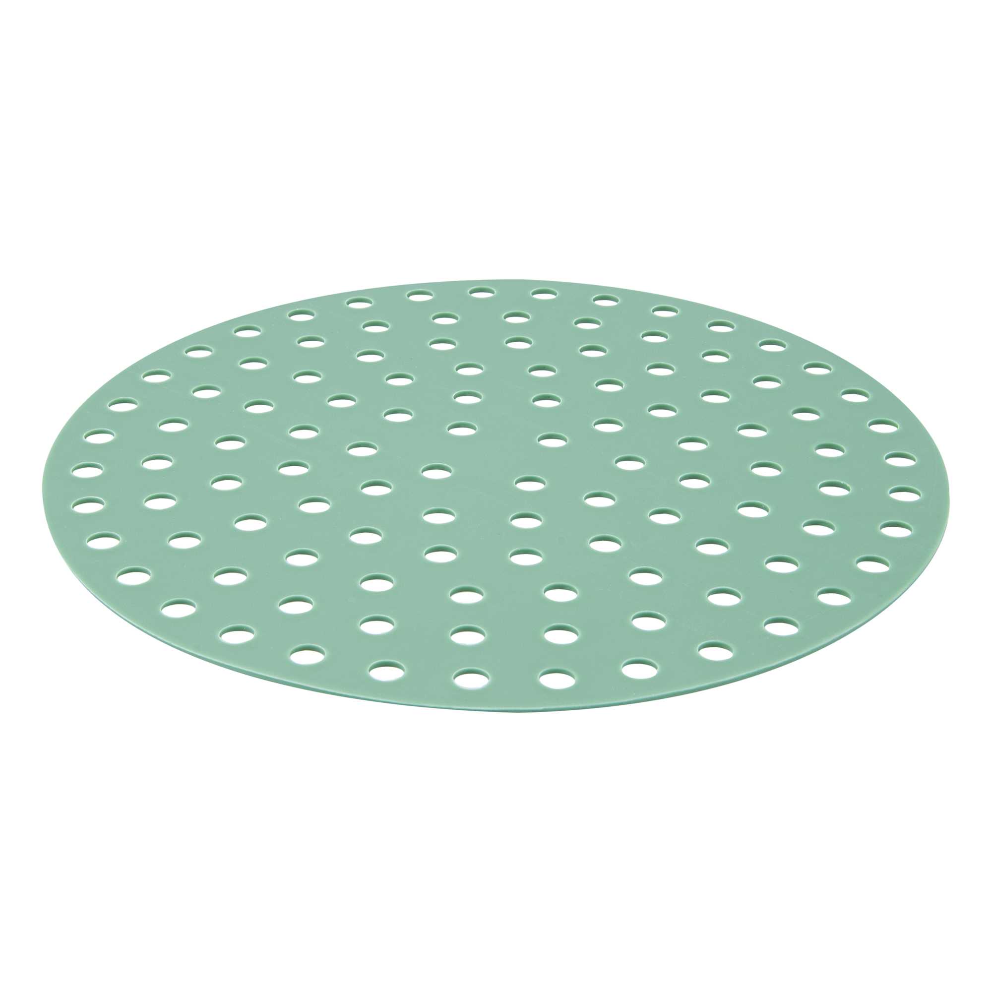 Pastry Tek Round Green Reusable Silicone Air Fryer Liner - Non-Stick, For 7 qt - 9" - 2 count box