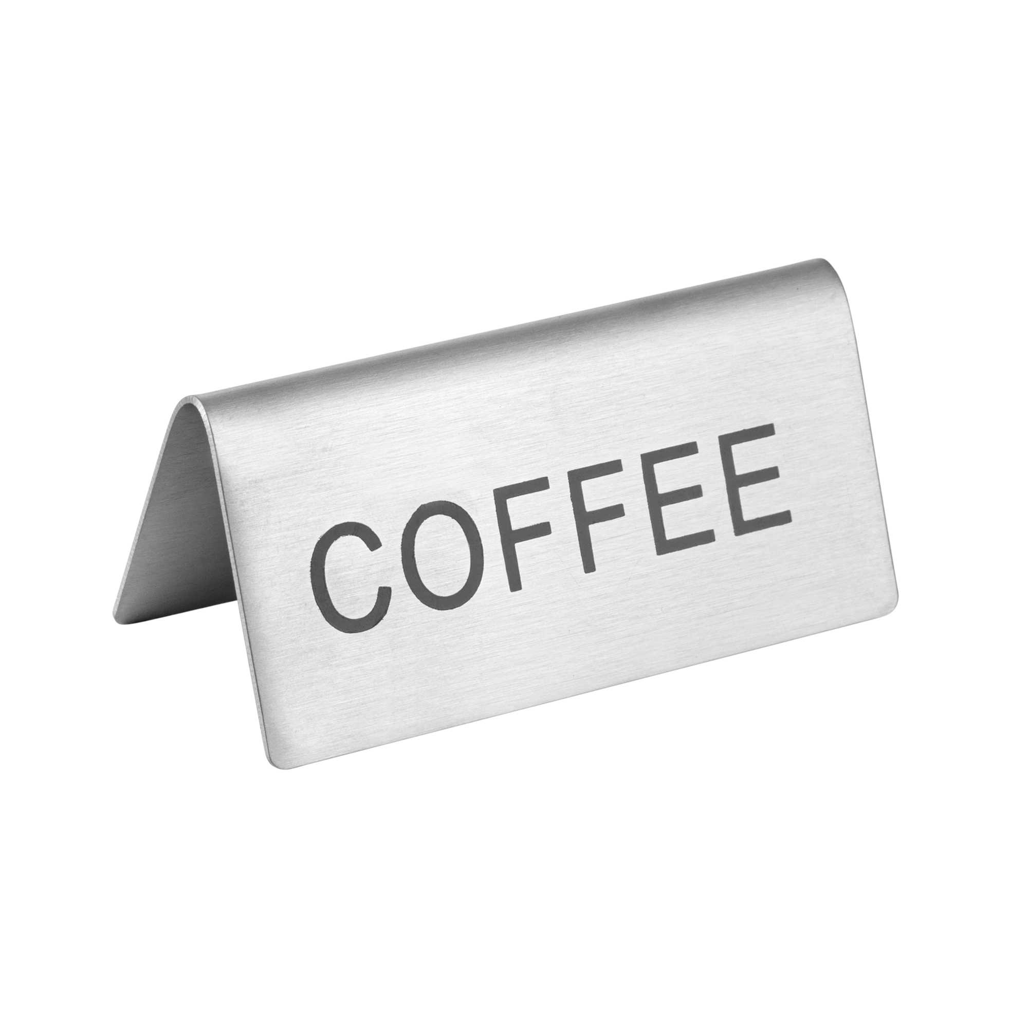Met Lux Double-Sided Stainless Steel "Coffee" Table Tent Sign - 3" x 1 1/2" - 12 count box