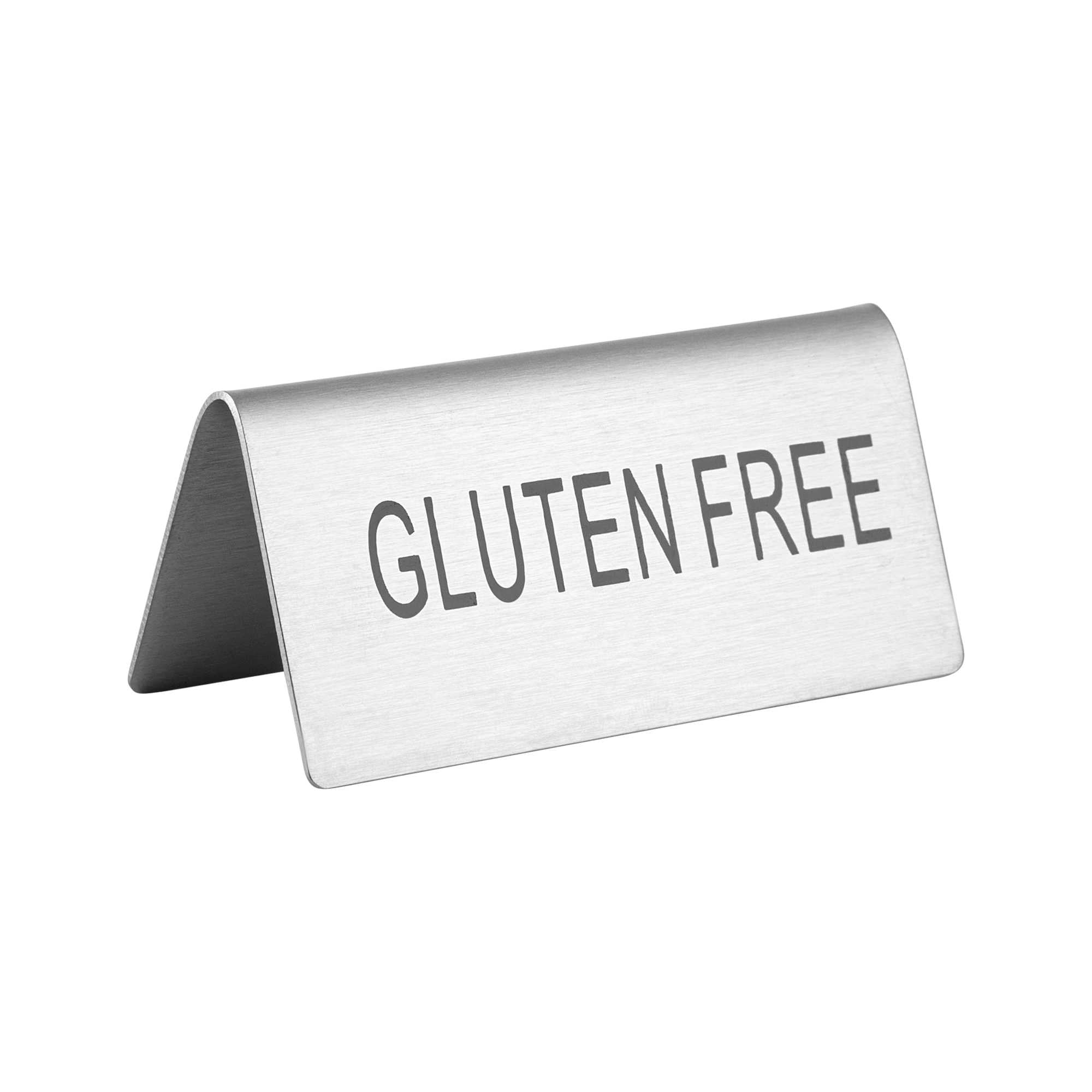 Met Lux Double-Sided Stainless Steel "Gluten Free" Table Tent Sign - 3" x 1 1/2" - 12 count box