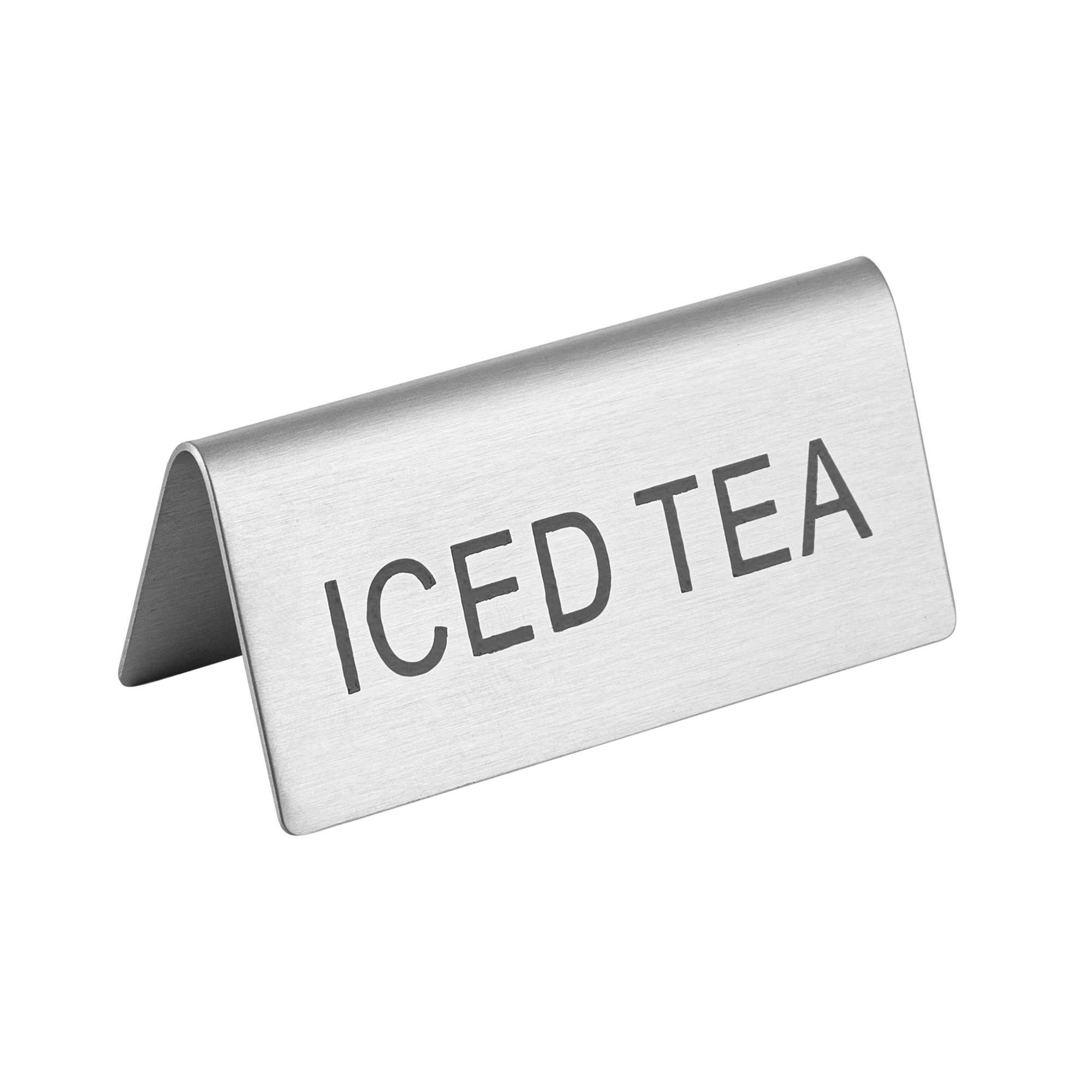 Met Lux Double-Sided Stainless Steel "Iced Tea" Table Tent Sign - 3" x 1 1/2" - 12 count box