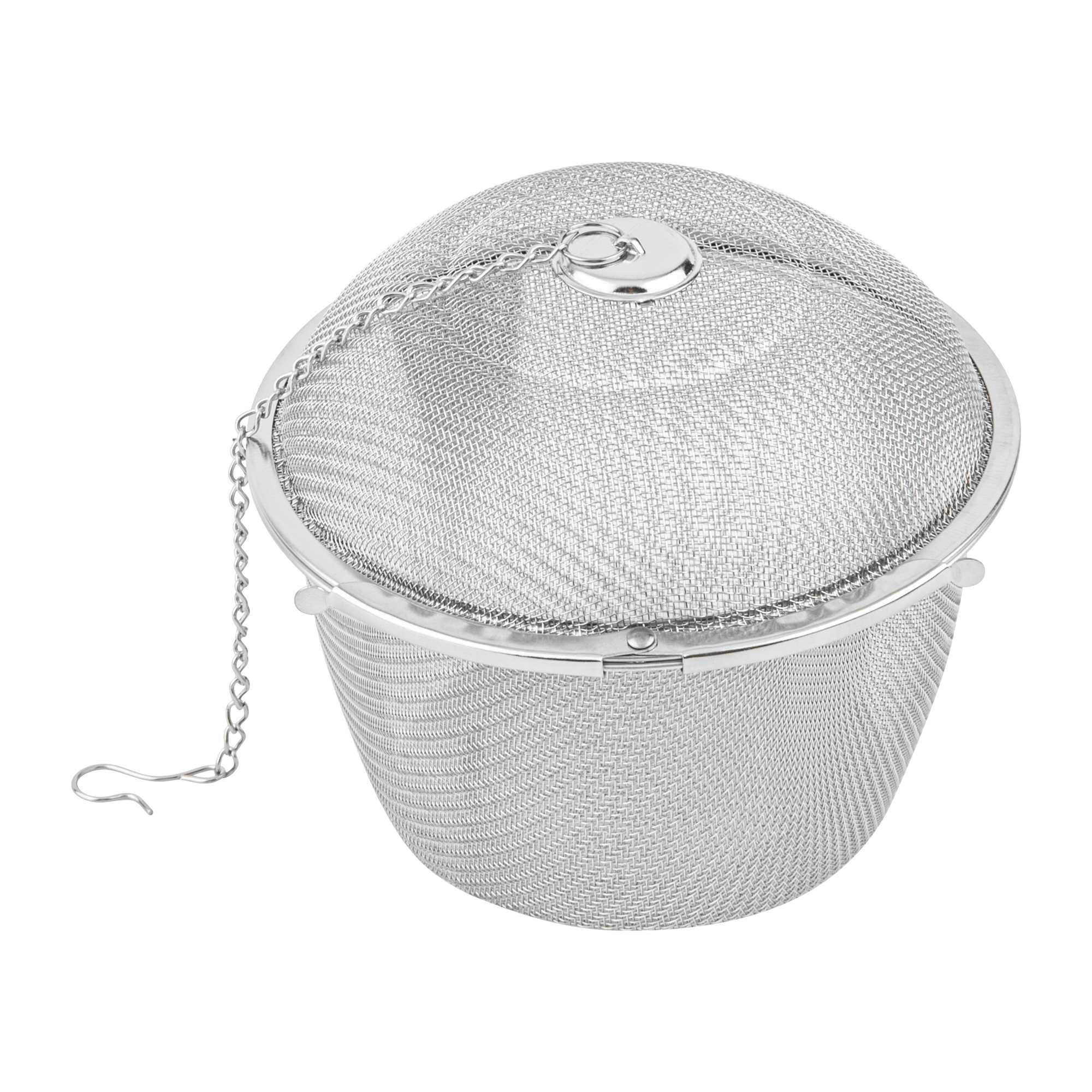 Met Lux Stainless Steel Extra Large Fine Mesh Loose Leaf Tea / Spice Infuser - with Chain - 4 1/4" - 1 count box