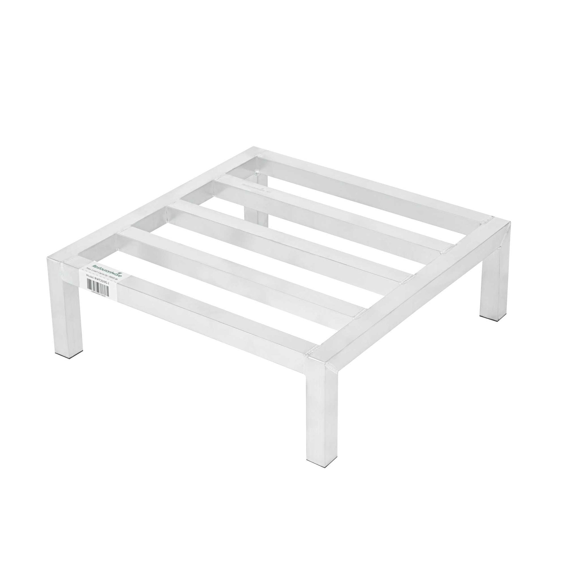 Kitchen Tek Square Silver Aluminum Dunnage Rack - 1500 Lb Capacity - 24" x 24" x 8" - 6 count box