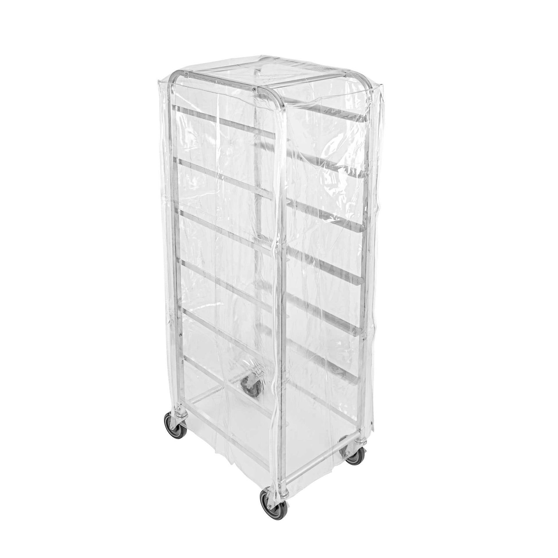Kitchen Tek Clear 10 mil Full-Size Plastic Bun Pan Rack Cover - with 3 Zippers - 63" - 10 count box