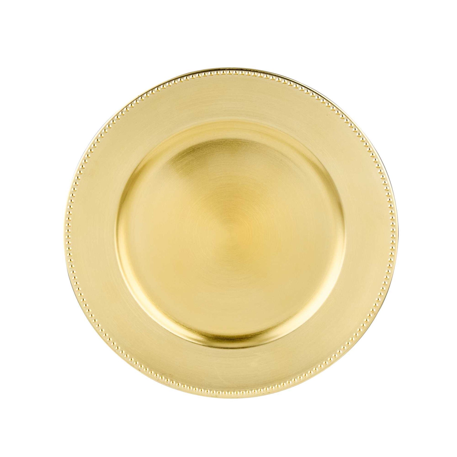 Met Lux Round Gold Beaded Rim Plastic Charger Plate - 13" - 6 count box