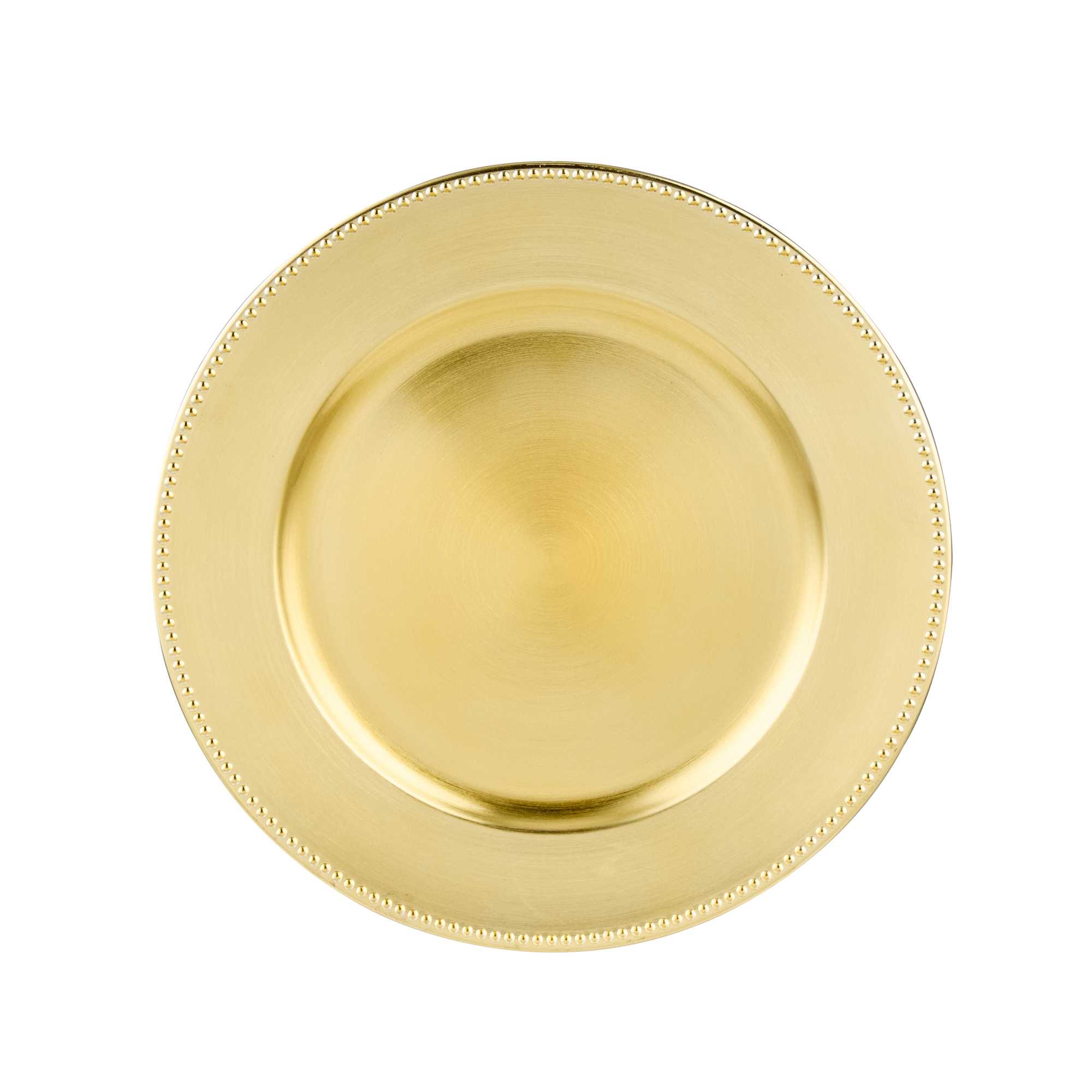Met Lux Round Gold Beaded Rim Plastic Charger Plate - 13" - 6 count box