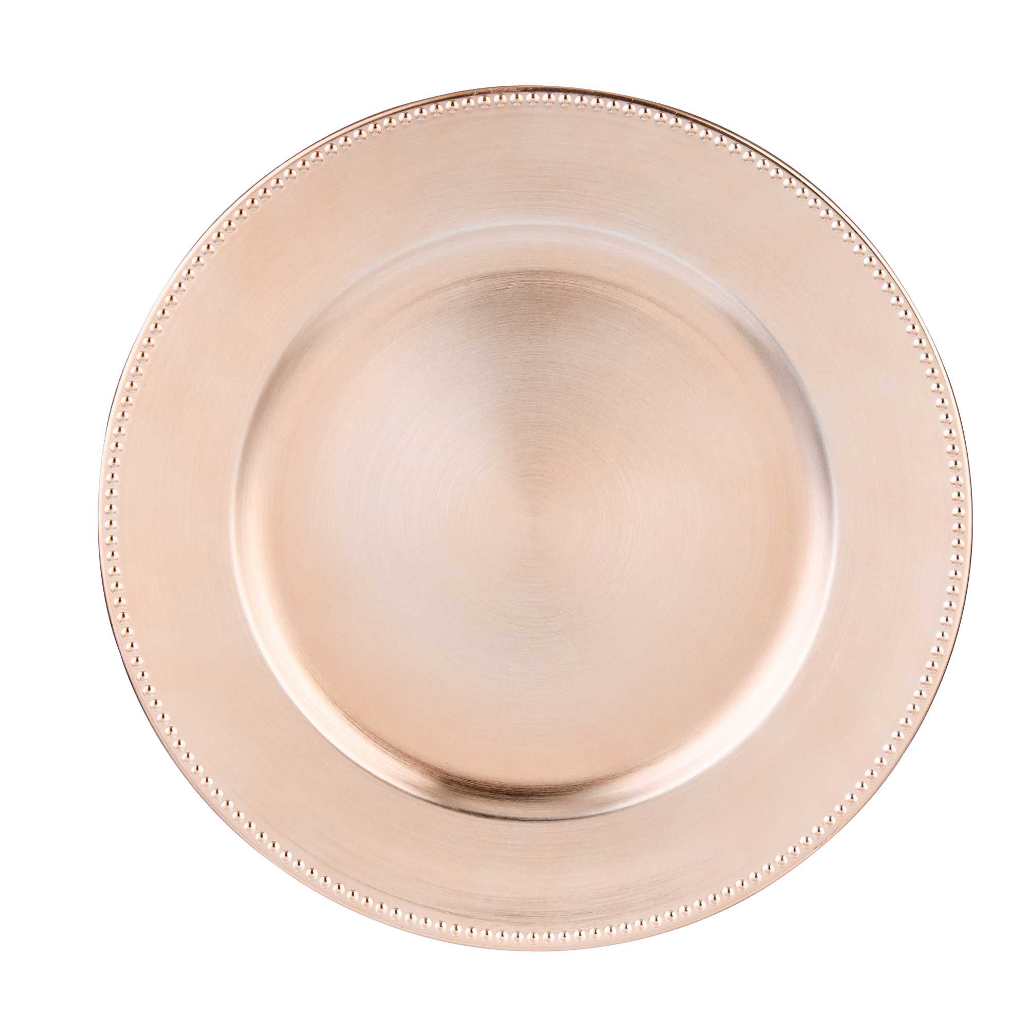 Met Lux Round Rose Gold Beaded Rim Plastic Charger Plate - 13" - 6 count box