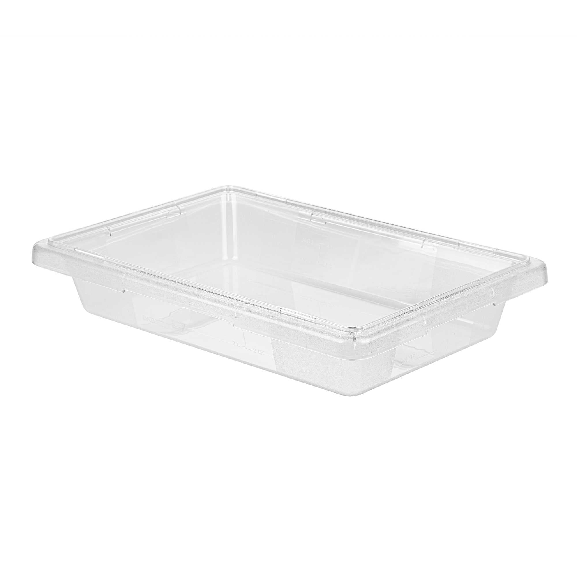 Met Lux Rectangle Clear Polycarbonate Food Storage Box - Graduation Markings, Labeling Windows - 18" x 12" x 3 1/2" - 10 count box