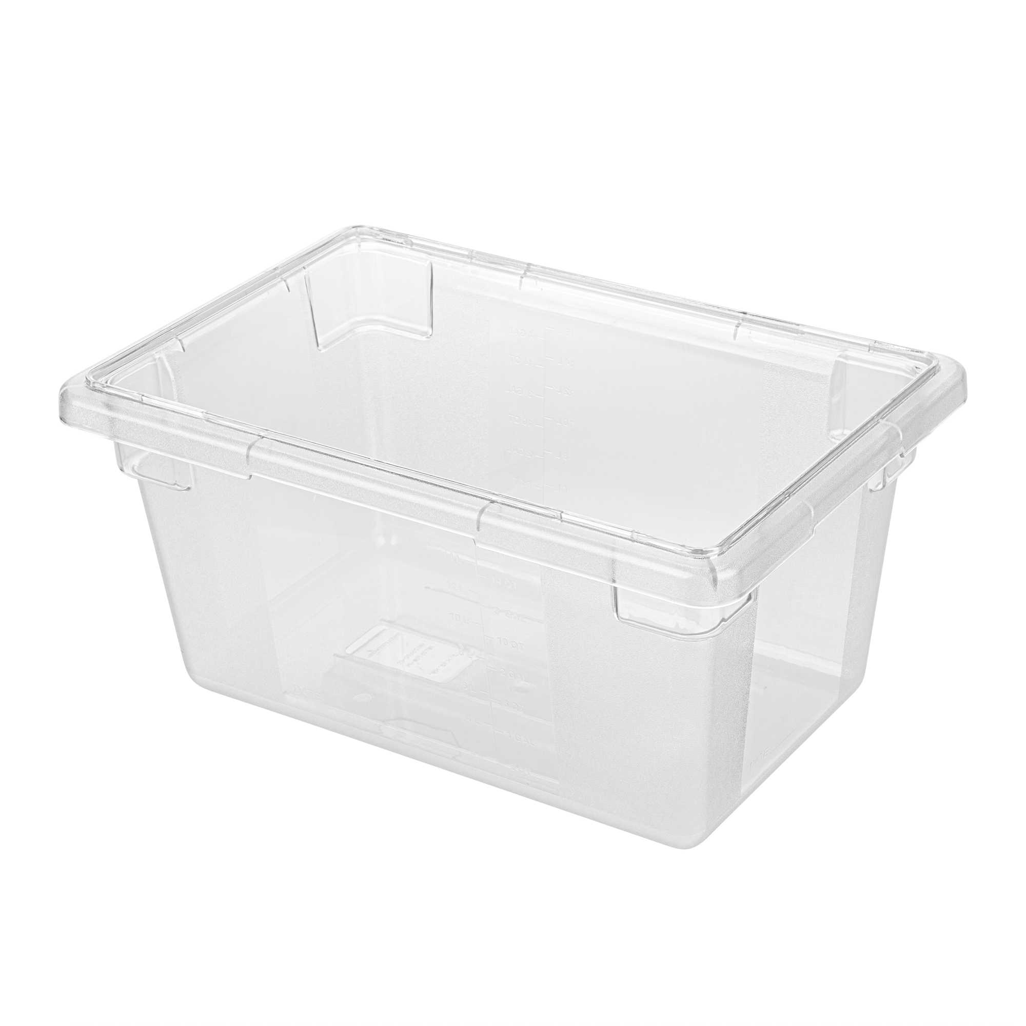 Met Lux Rectangle Clear Polycarbonate Food Storage Box - Graduation Markings, Labeling Windows - 18" x 12" x 9" - 1 count box