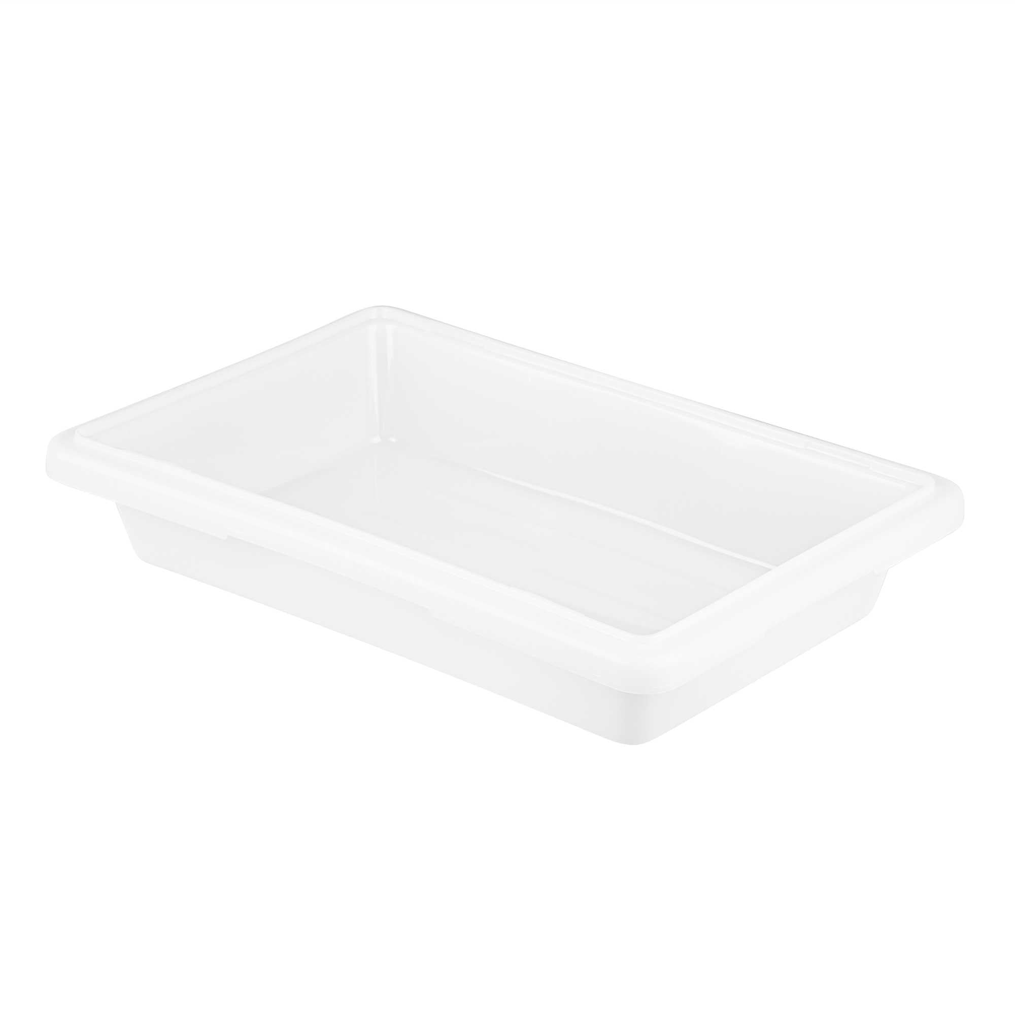 Met Lux Rectangle White Polyethylene Food Storage Box - Graduation Markings, Labeling Windows - 18" x 12" x 3 1/2" - 10 count box