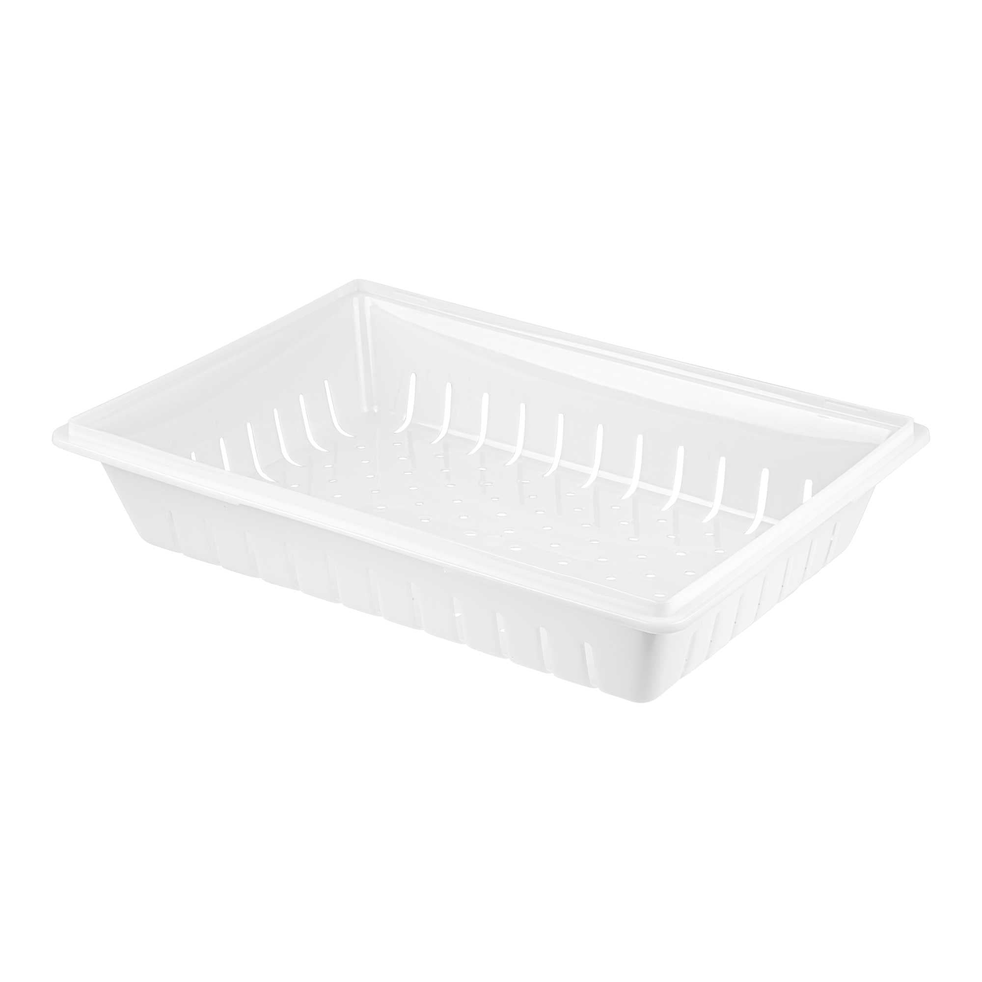 Met Lux Rectangle White Polyethylene Food Box Drain Tray - Fits Food Storage Boxes - 26" x 18" x 5" - 10 count box