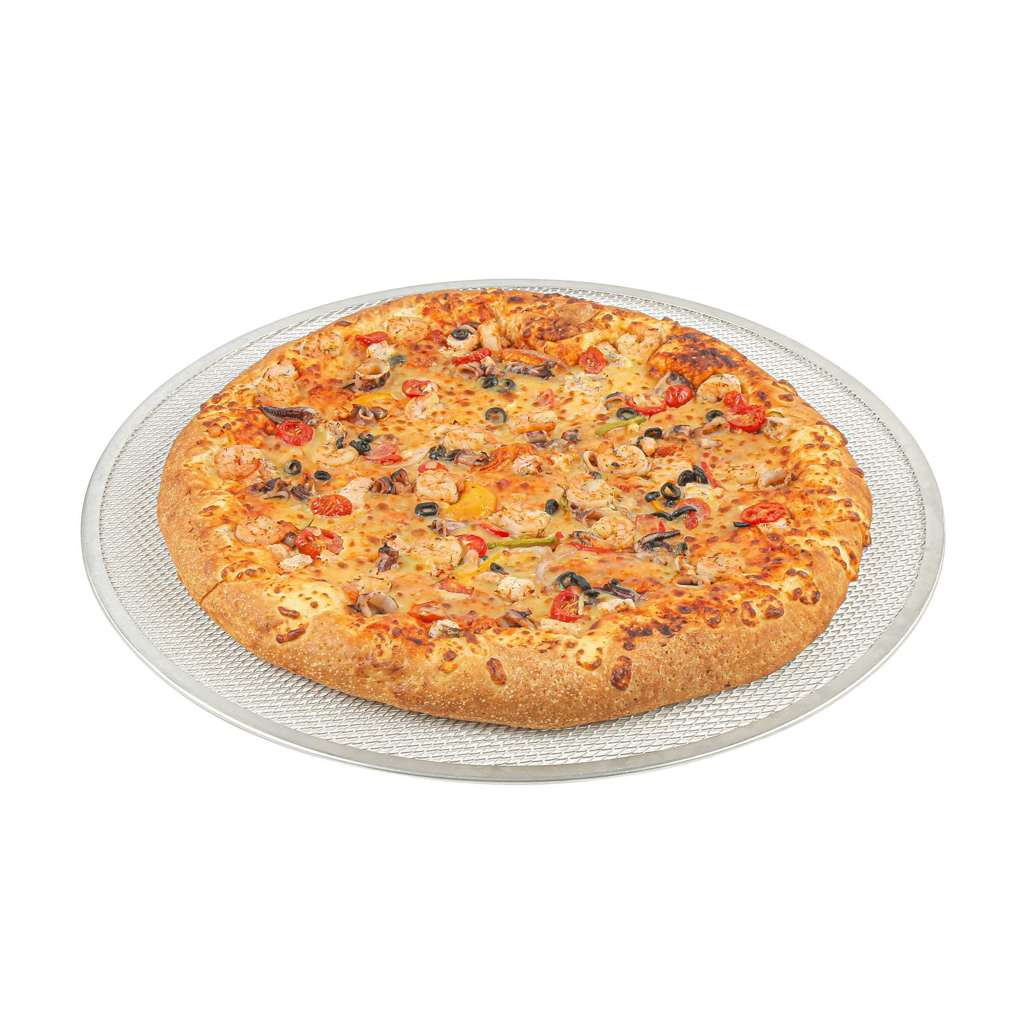 Pizzaly Round Aluminum Pizza Screen - 22" x 22" x 1/4" - 1 count box