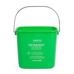 Clean Tek Professional 6 Qt Square Green Plastic Detergent Bucket - with Stainless Steel Handle - 7