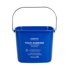 Clean Tek Professional 8 Qt Square Blue Plastic Cleaning Bucket - with Stainless Steel Handle - 8