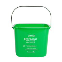 Clean Tek Professional 8 Qt Square Green Plastic Detergent Bucket - with Stainless Steel Handle - 8