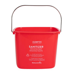 Clean Tek Professional 8 Qt Square Red Plastic Sanitizing Bucket - with Stainless Steel Handle - 8