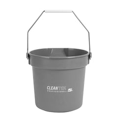 Clean Tek Professional 10 Qt Round Gray Plastic Bucket - with Iron Handle and Pour Spout - 8 3/4