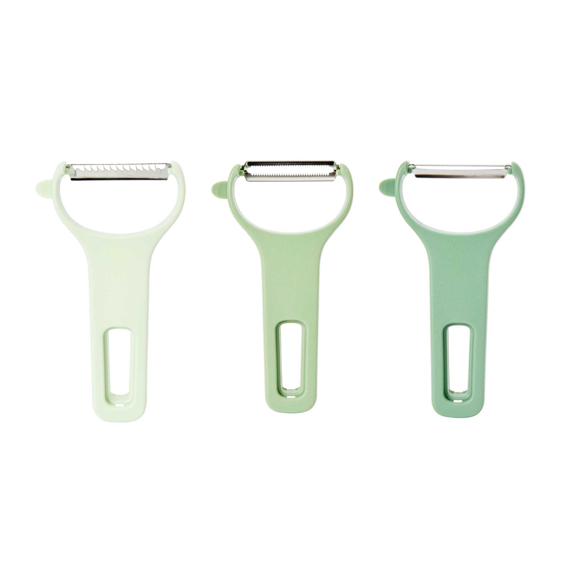 Comfy Grip 3-Piece Assorted Plastic Y Vegetable Peeler Set - Straight,Serrated,Julienne Stainless Steel Blade - 5" x 2 3/4" - 1 count box