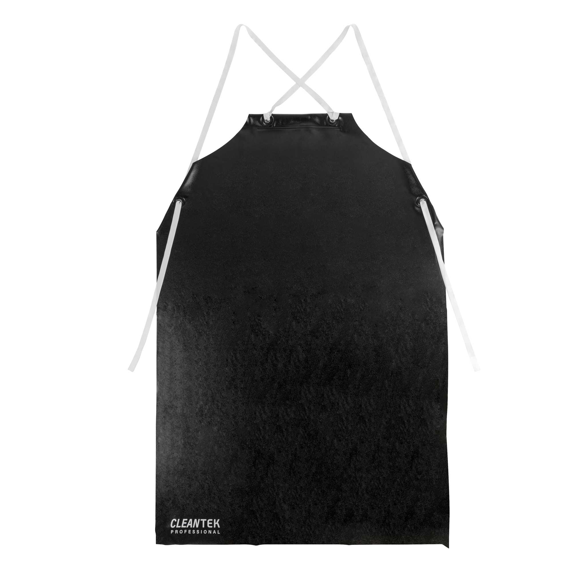 Clean Tek Professional Black Chemical-Resistant Vinyl PVC Cleaning / Dishwashing Apron - 20 mil Thickness - 49" × 33" - 30 count box