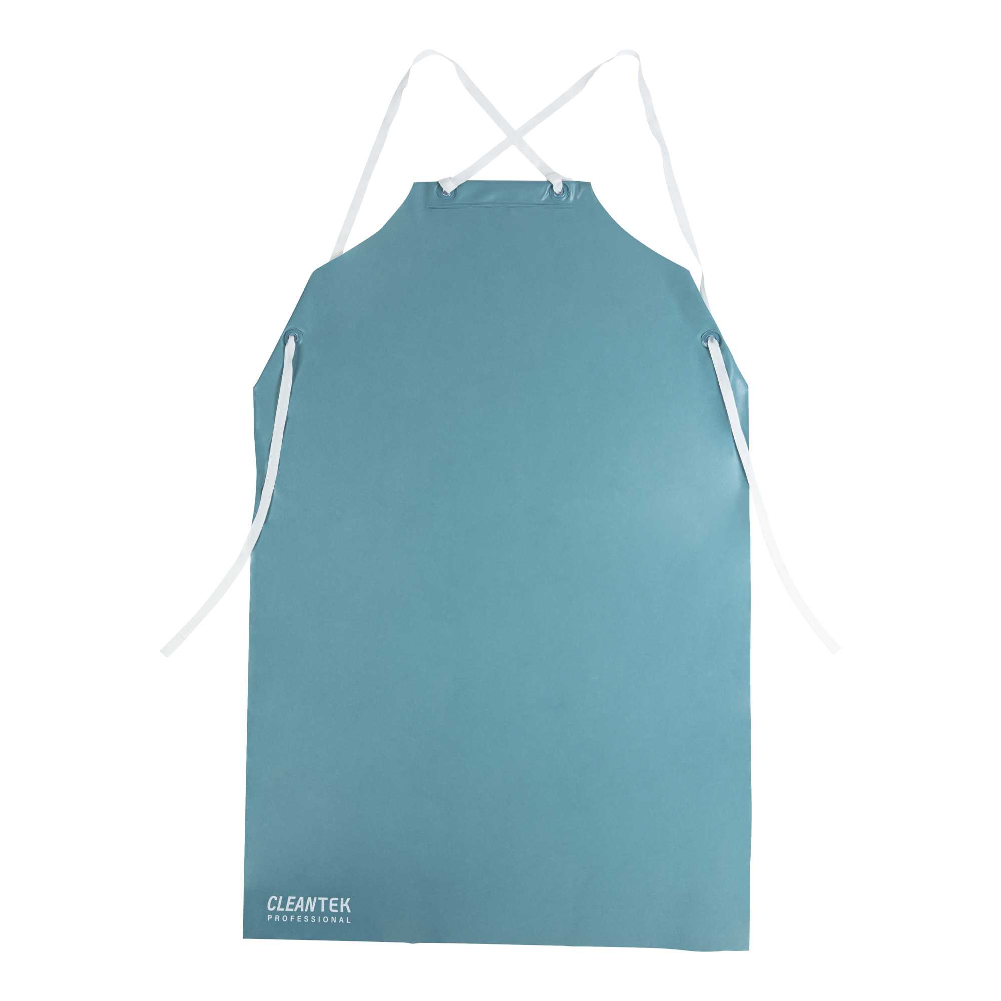 Clean Tek Professional Teal Chemical-Resistant Vinyl PVC Cleaning / Dishwashing Apron - 20 mil Thickness - 49" × 33" - 30 count box