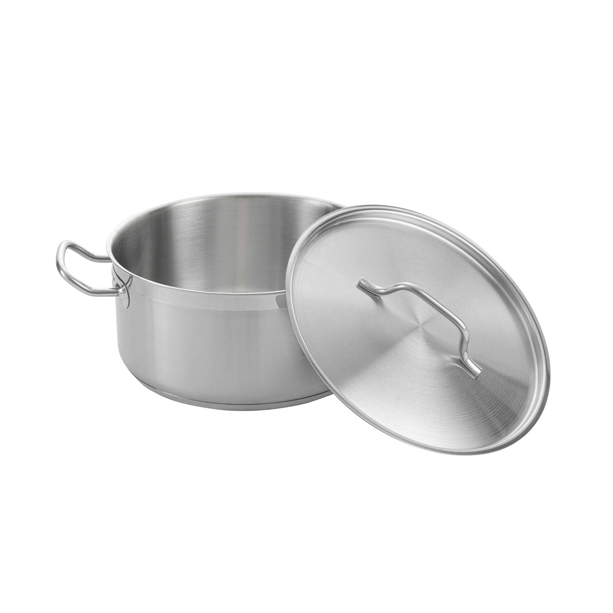 German Standard 8 qt Stainless Steel Brazier - with Aluminum-Clad Bottom and Cover - 11" x 11" x 5" - 1 count box