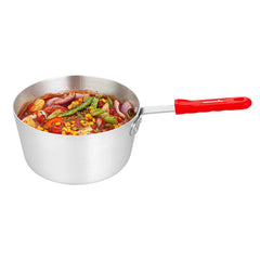 Met Lux 4.5 qt Tapered Aluminum Sauce Pan - with Red Silicone Handle Sleeve - 16 3/4