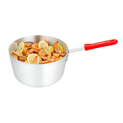 Met Lux 5.5 qt Tapered Aluminum Sauce Pan - with Red Silicone Handle Sleeve - 18