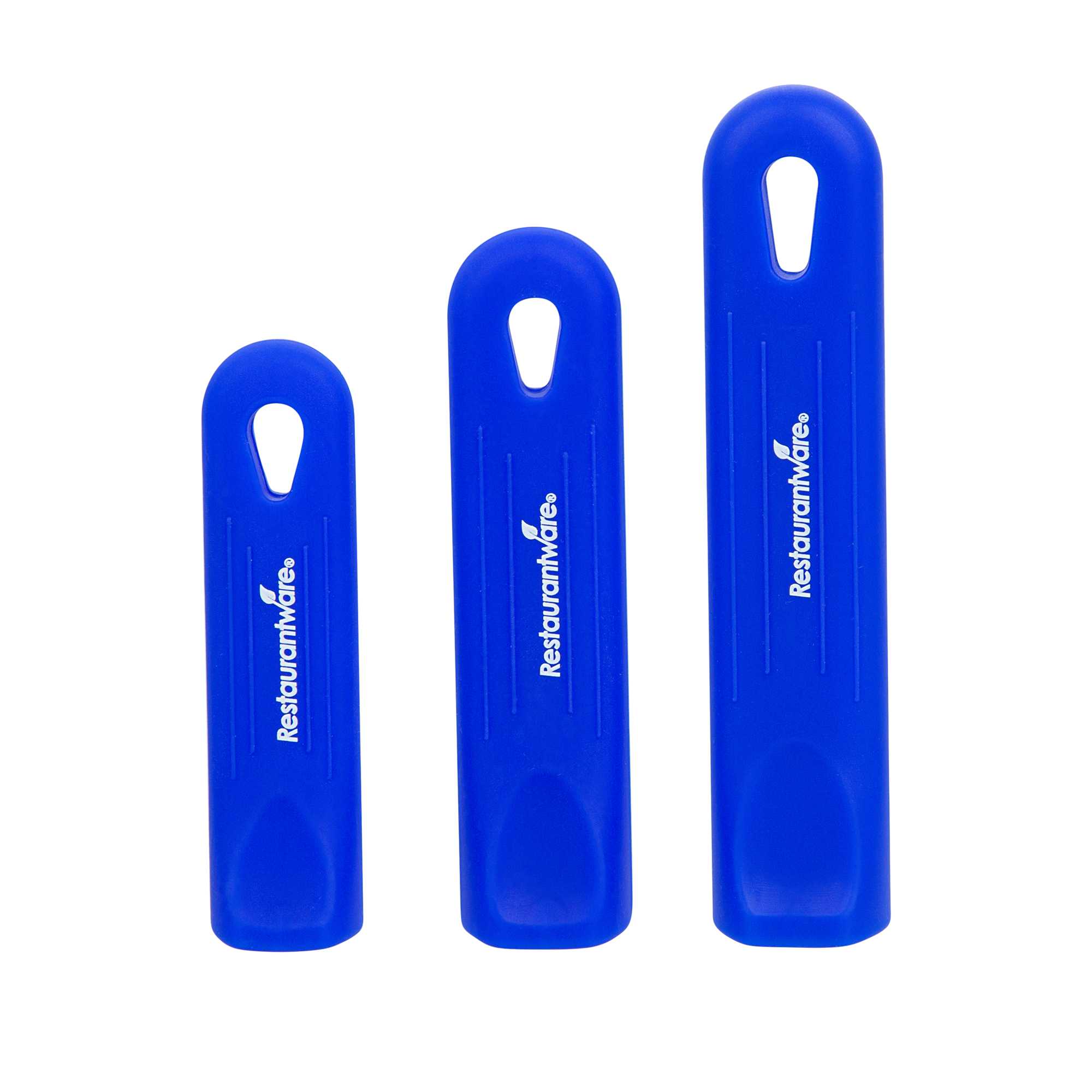 Met Lux 3-Piece Blue Silicone Removable Pan Handle Sleeve Set - For 2.75 to 10 qt Aluminum Sauce Pans, 7" to 14" Fry Pans - 12 count box